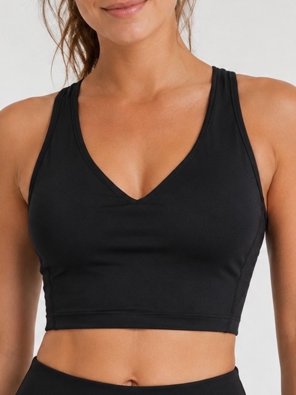 The Gym People Black Longline Sports Bra Small NWT